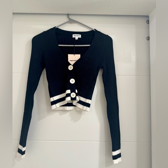 Superdown Nichole Cropped Sweater in Black & White. Size Small. New With Tags. - Picture 2 of 4